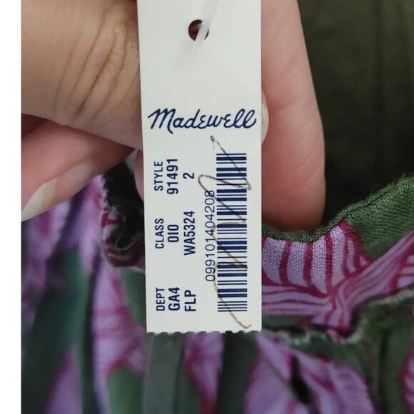 ELIOT Madewell Maxi Halter Dress 100% Linen Leaves Olive NWT Damaged - Picture 5 of 7